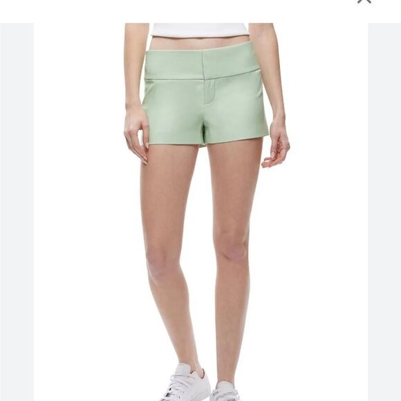 ALICE + OLIVIA Donald High Waisted Faux Leather Shorts Pistachio 12 NWT - Picture 6 of 6